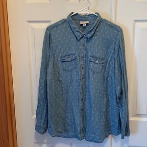 Jean shirt with white accents